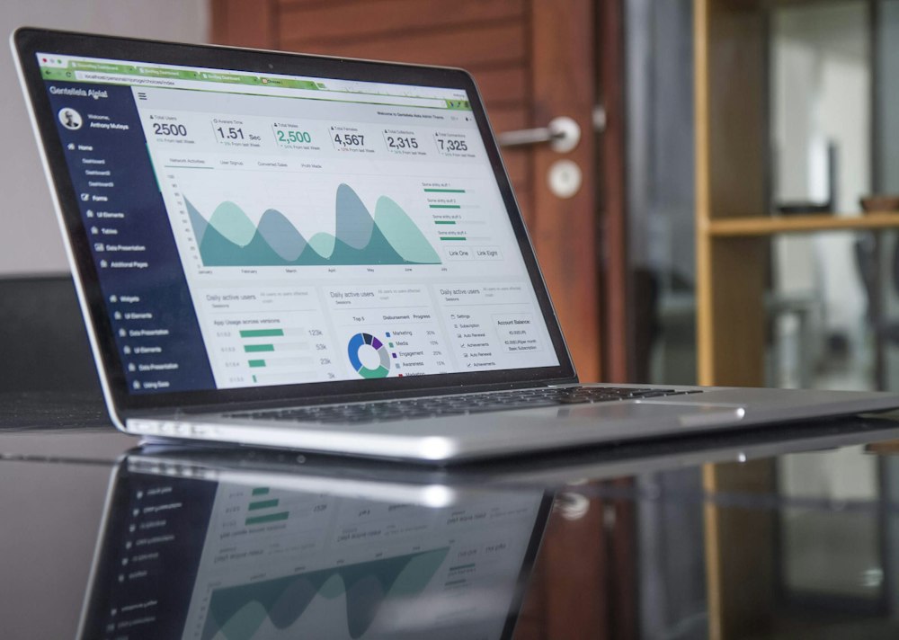 SaaS analytics dashboard on screen — gallery 2